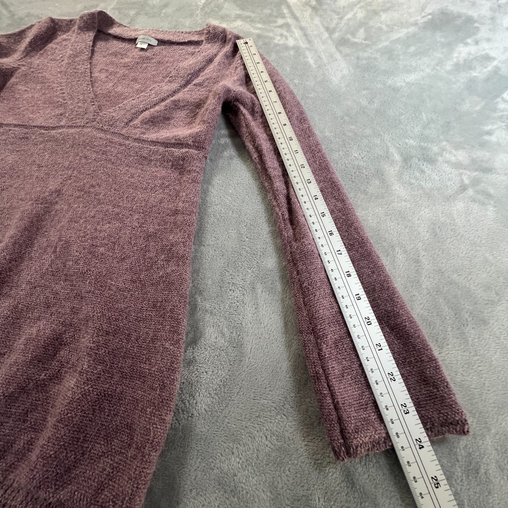 Garnet Hill Womens Y2K Babydoll Deep V Sweater Size S Purple Alpaca Blend Boho - Picture 7 of 13